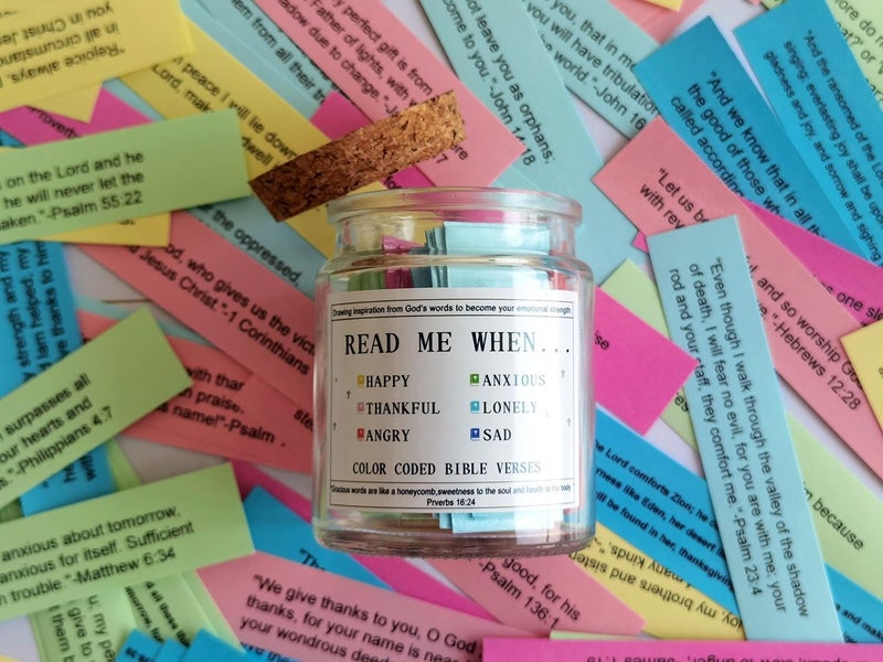 VANWYCHEN Bible Verses in the Hope Jar Read Me When, Colored Bible Verses, Scripture Prayer Jar Bible Gifts for Women Church Faith Based - Image 3